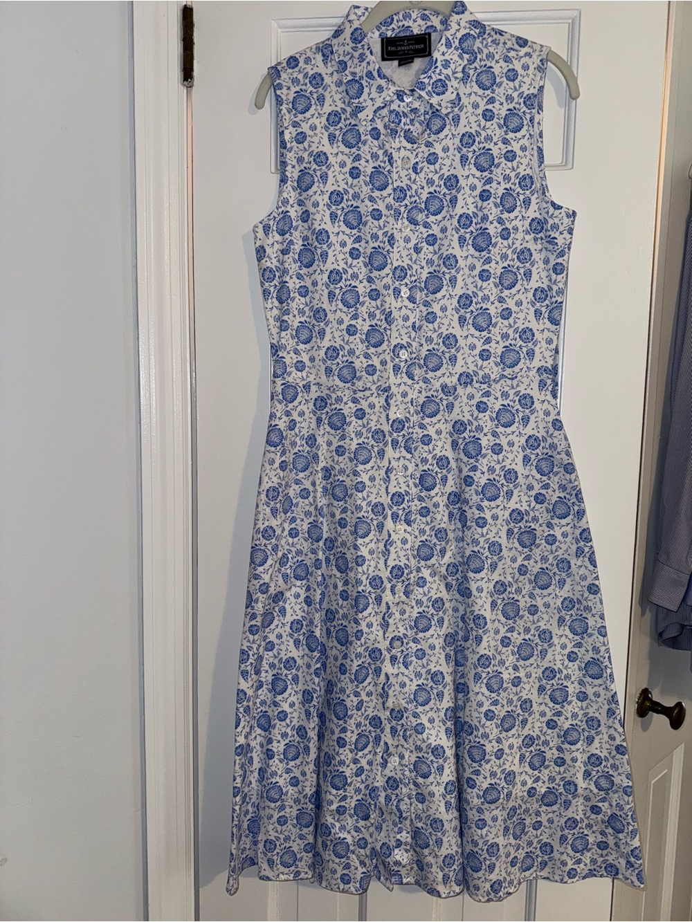 Kiel James Patrick Blue Floral Sleeveless Shirt Dress